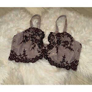 Wacoal 65191 Embrace Lace Bra Embroidered Unlined Underwire Womens 36DD Purple